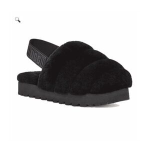 Ugg Super Fluff Slippers Black Size 8 NWOT
